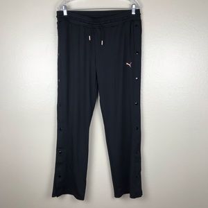 Puma Black Track Pants with Pink Accents